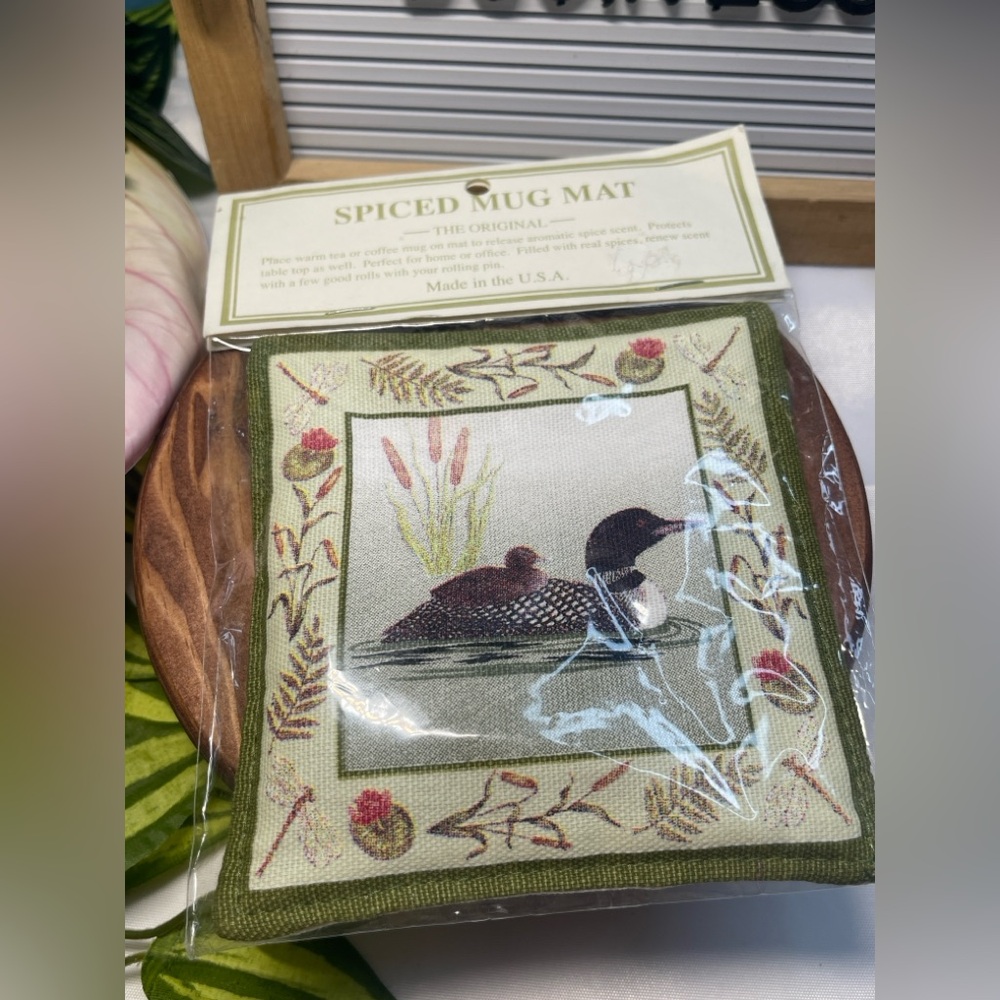 Alice's Cottage Spiced Mug Mat Loon Hot Mug Coaster Scented Spice Mat Made USA
